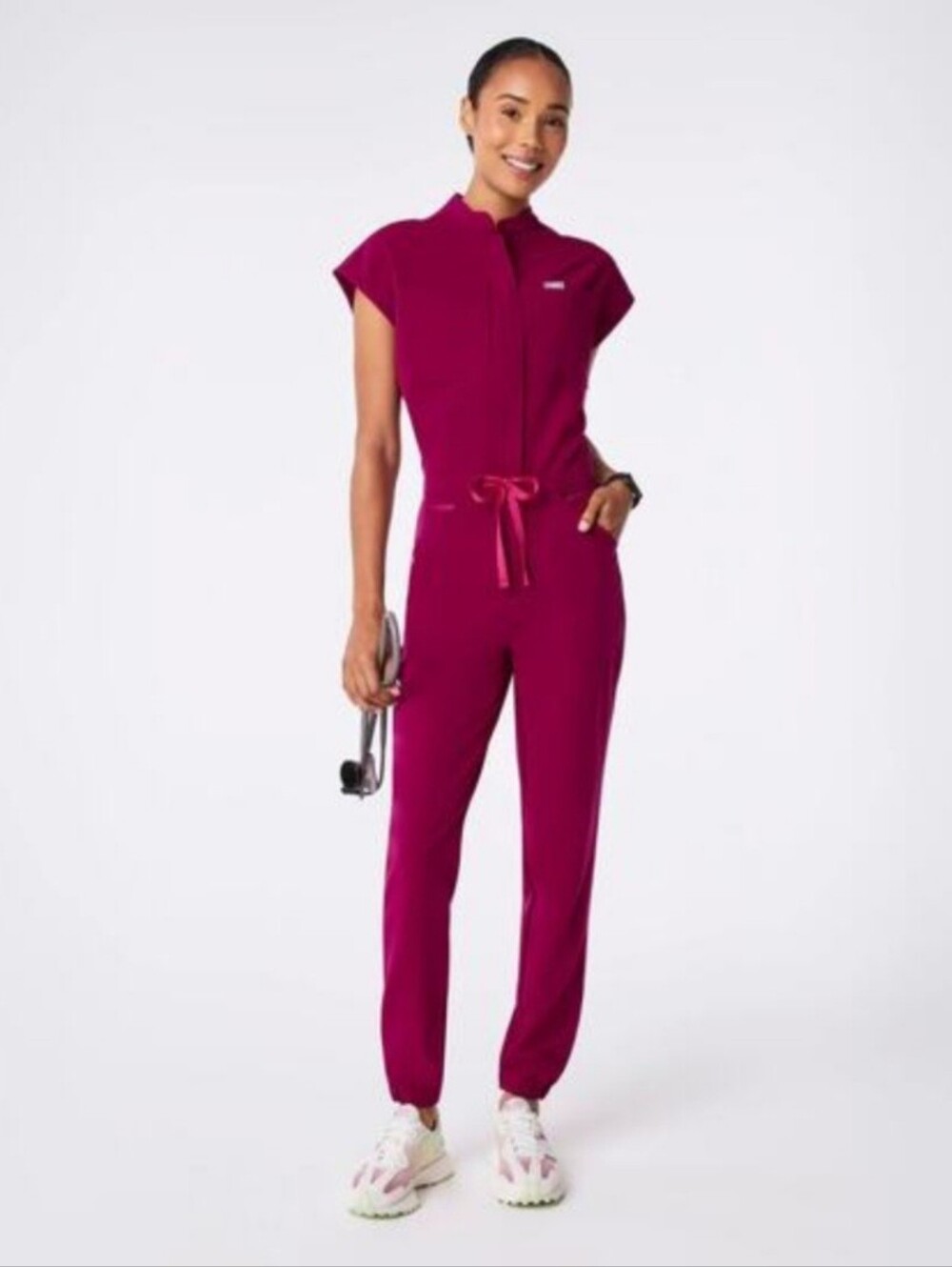 FIGS Technical Collection Pink Women's Sleeveless Jumpsuit XS Zipper Pockets